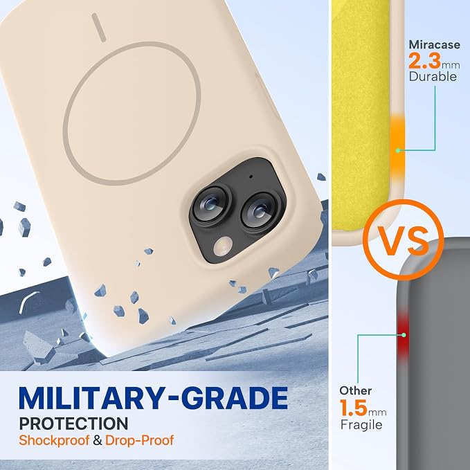 miracase Magnetic for iPhone 13 Case, [Soft Anti-Scratch Microfiber Lining], Compatible with MagSafe, Liquid Silicone Case Shockproof Drop Protection Phone Case for 13, Sand - Image 3