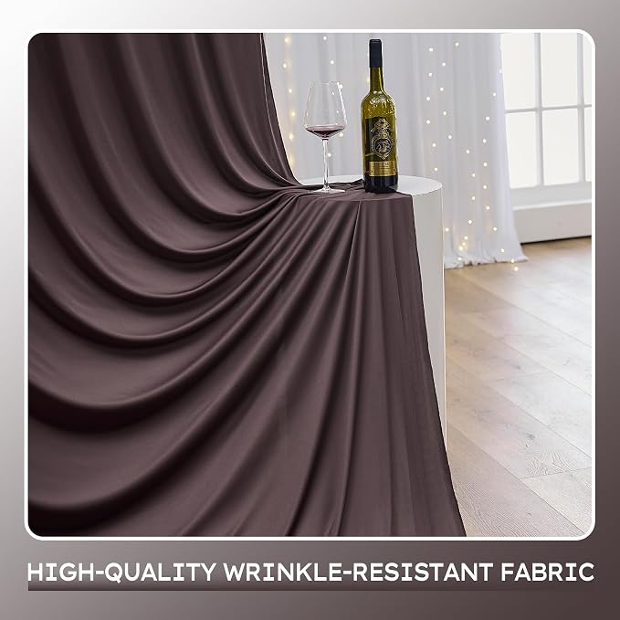10x10ft Wrinkle Free Brown Backdrop Curtains for Party Background, 2 Panels 5x10ft Silky Polyester Photo Backdrop Drapes Back Drop Cloth for Wedding Birthday Photography Baby Shower Decor - Image 2