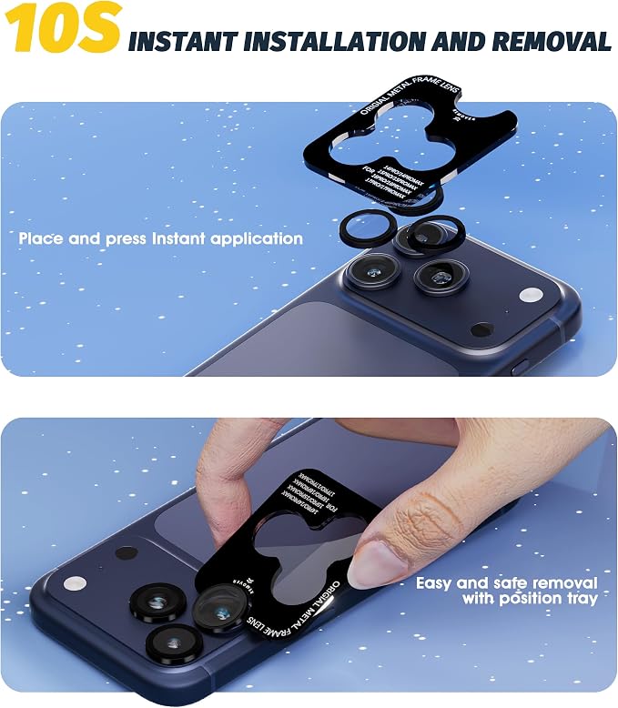 (3 Sets) Orzero Camera Lens Protector Compatible for iPhone 17 Pro&17 Pro Max&16 Pro&16 Pro Max&15 Pro&15 Pro Max&14 Pro&14 Pro Max, [EZ Install] [Case-Friendly] 9H Tempered Glass CD Pattern Lens Cover, Military-Grade Shockproof, HD Clarity Anti-Glare ... - Image 8