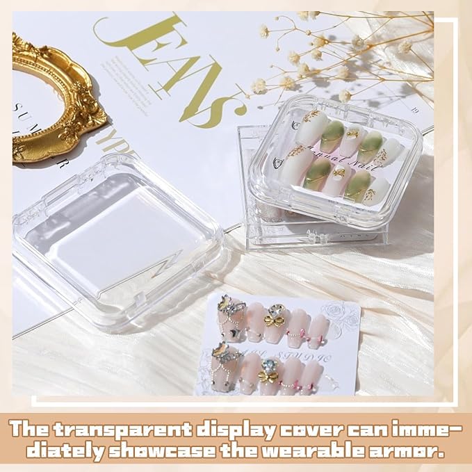 Press on nail storage 14 PCS Acrylic Nail Storage Box - Portable Versatile Organizer for Press - On Nails, Jewelry and More with 60 Pcs Adhesive Double Sided Tape - Image 5