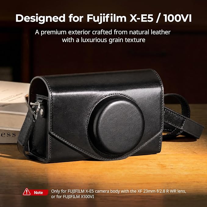 SmallRig Leather Case Bag for FUJIFILM X-E5 / X100VI, for Ricoh GR IV/GR III, Carrying Case with Magnetic Closure, Protective Pouch, Compact Storage Bag, Crossbody Bag, Shoulder Strap, Black- 5987 - Image 2