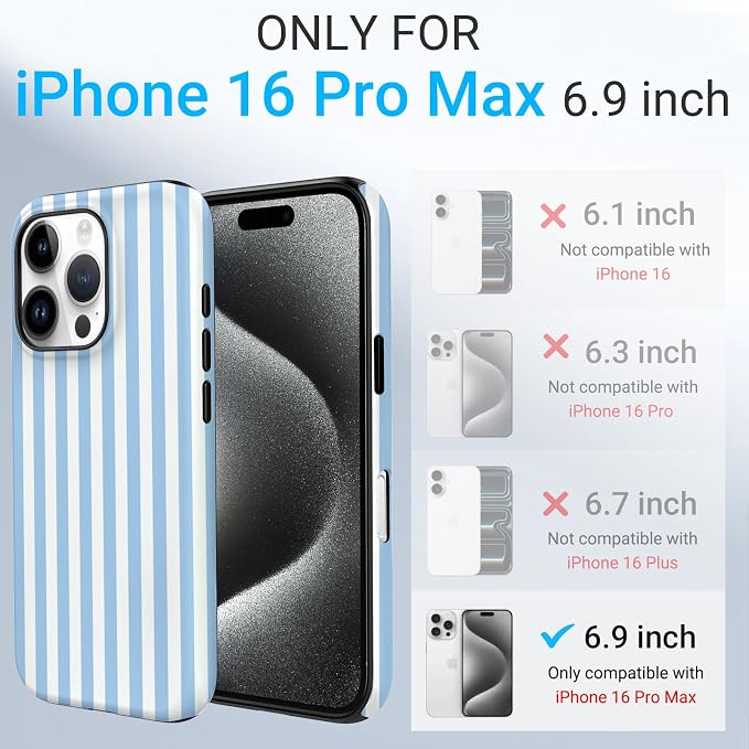 TPU Phone Case for iPhone 16 Pro Max, MagSafe Wireless Charging Compatible, Shockproof Slim Fit Protective Cover with Anti-Yellowing & Raised Camera Protection (Blue Stripe, iPhone 16 Pro Max) - Image 2