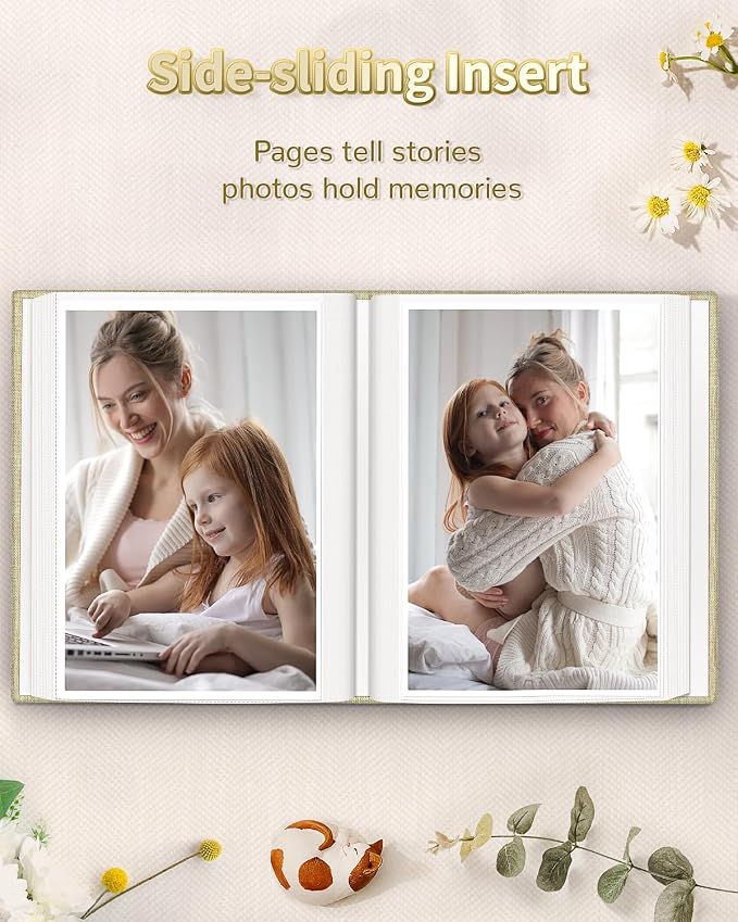 Artfeel Photo Album 4x6 with 100 Pockets,Slip-in Picture Albums,Linen Cover Memory Book with Front Window,White Page Vertical Photo Book for Wedding,Family,Anniversare,Baby,Vacation - Image 5