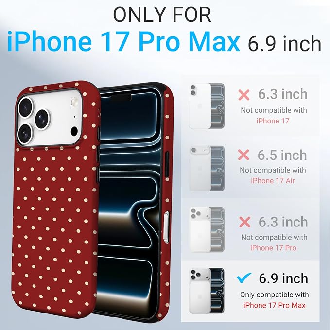 TPU Phone Case for iPhone 17 Pro Max, MagSafe Wireless Charging Compatible, Shockproof Slim Fit Protective Cover with Anti-Yellowing & Raised Camera Protection (Polka dot 6, iPhone 17 Pro Max(6.9")) - Image 2