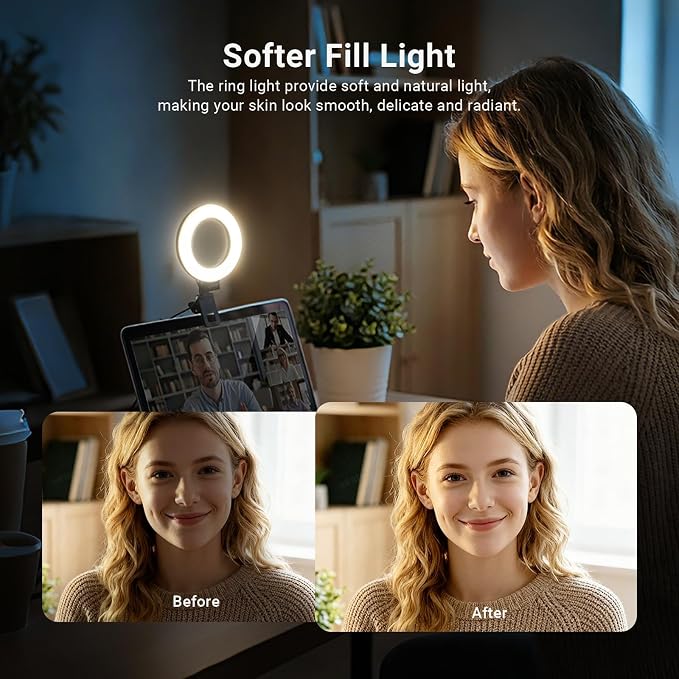NEEWER Basic 5" Ring Light for Video Conference Lighting, Clip on Light Kit with Desk Tripod Stand for Monitor Laptop Computer Zoom Call Live Streaming Remote Working Learning Video Recording, BR60 - Image 6