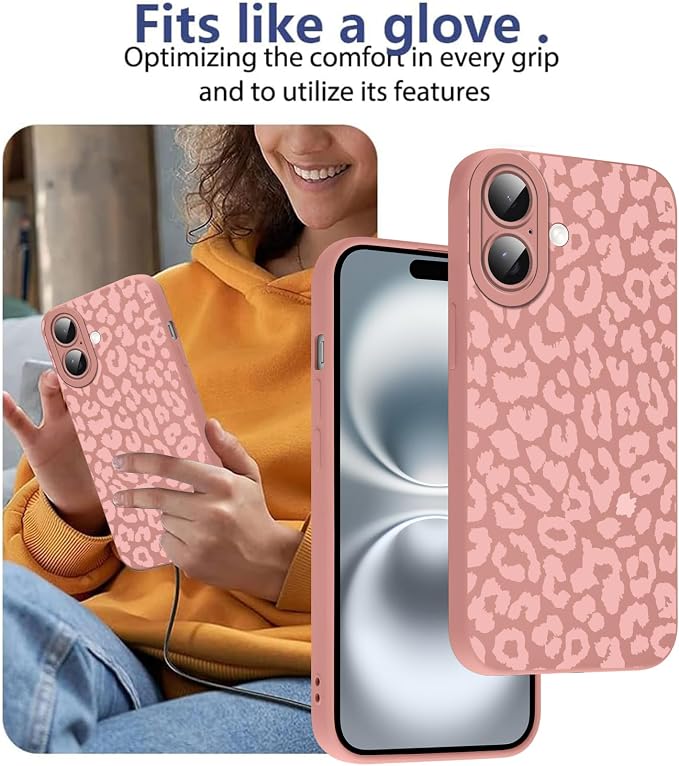 Cute Pink Cheetah Print Phone Case for iPhone 16 Plus 6.7" | Aesthetic Leopard Pattern Design Cover Full Camera Lens Protective Shockproof Soft Slim TPU Funda for Women Girls - Image 7