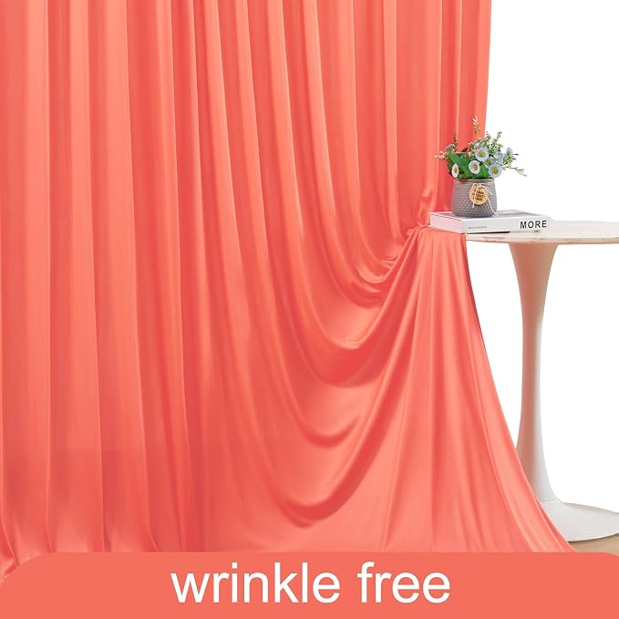 4 Panels Orange Backdrop Curtain for Parties Wrinkle Free Photo Curtains Backdrop Drapes Fabric Decoration for Wedding Birthday Party Baby Shower 20ft(W) x 10ft(H) - Image 6