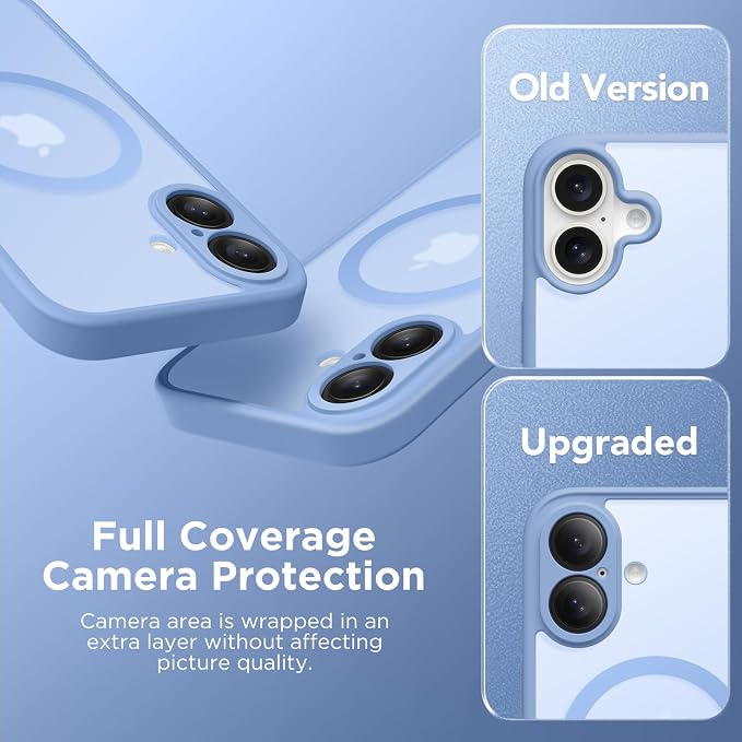 CAPRARO for iPhone 16 Case, Compatible with MagSafe | Upgraded [Full Camera Protection] Protective Translucent Matte Women Girl Magnetic Phone Case Cover, Snow Purple - Image 6