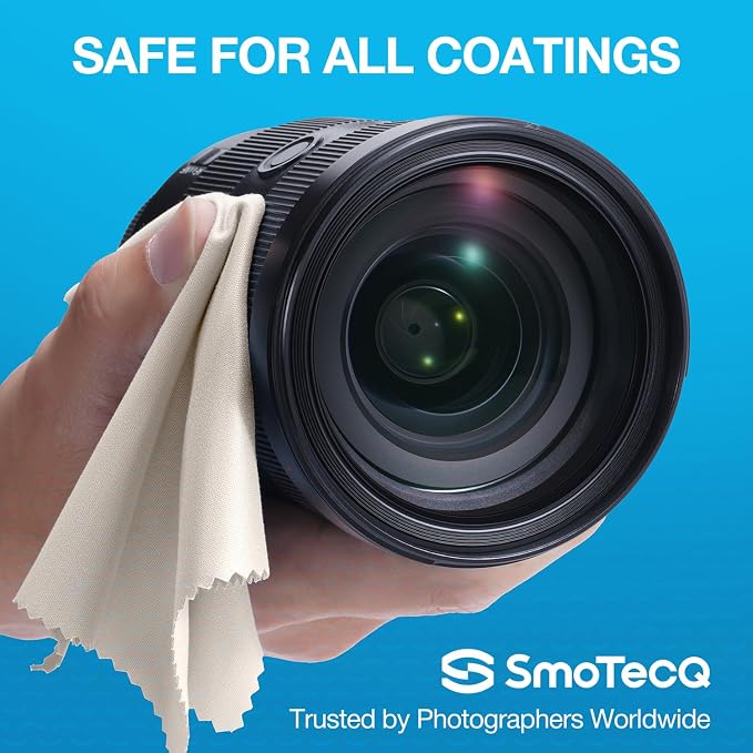 SmoTecQ 32 Pack Microfiber Cleaning Cloths for Glasses (Individually Wrapped) - Premium Optical Lens Cleaner for Screens, iPhone, iPad, Camera & Eyeglasses - Washable & Lint Free (Black & Grey) - Image 3