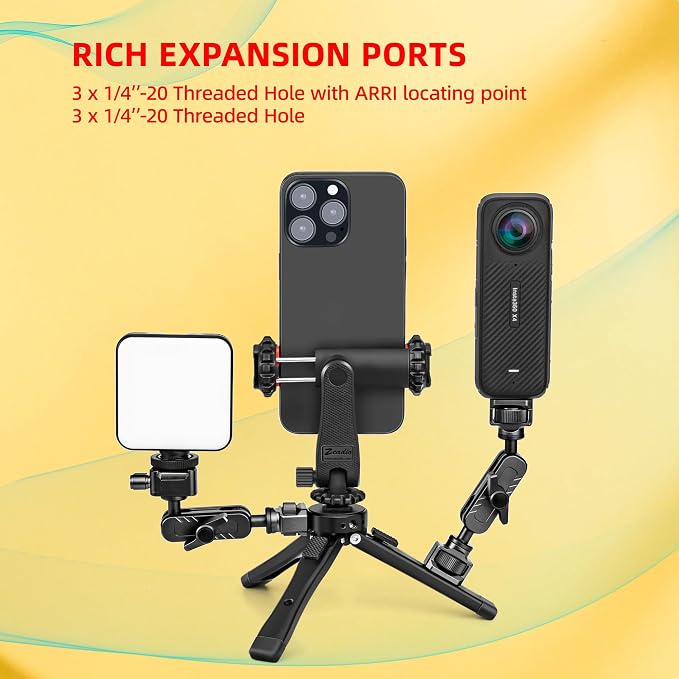 Zeadio Heavy Duty Mini Metal Tripod Stand - Universal Small Table Tripod for Camera, Gimbal, Action Cam, Camcorder, Microphone, LED Light, etc(40kg/88lb Load) - Image 7