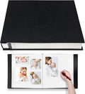 Large Photo Album Self Adhesive 4x6 8x10 10x12 13"x12.8" Magnetic Scrapbook Album 12.6"x11" Inch 40 Pages Linen Cover DIY Photo Album with A Metallic Pen and DIY Stickers(Black) by HoneyTolly