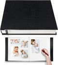 Large Photo Album Self Adhesive 4x6 5x7 6x8 8x10 Pictures Scrapbook Magnetic Album DIY Scrap Book 60 Sticky Pages Linen Cover DIY Photo Album with A Metallic Pen and DIY Accessories(Black), 11"x10.8"60 Pages by HoneyTolly