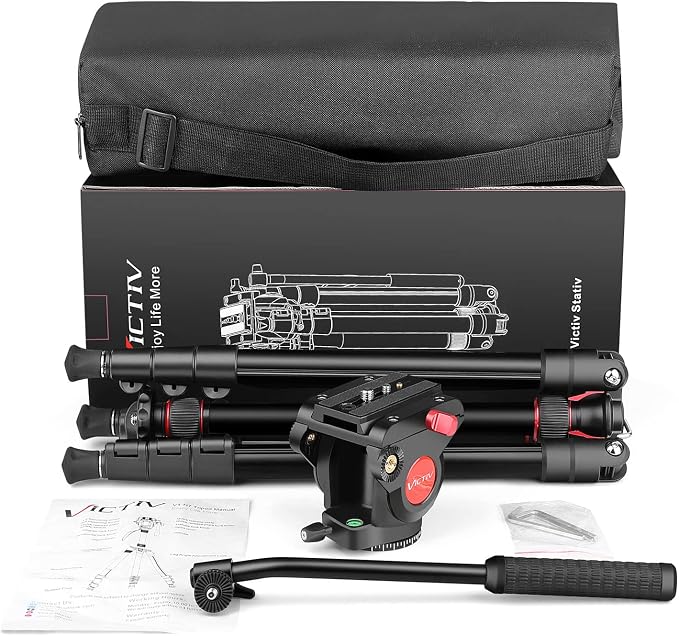 Victiv Video Tripod, 72" Heavy Duty Fluid Head Camera Tripod with Carry Bag | Professional Aluminum Camera Tripod Stand, 2-in-1 Camera Tripods & Monopods, Compatible with Canon, Sony, DSLR, Camcorder - Image 9