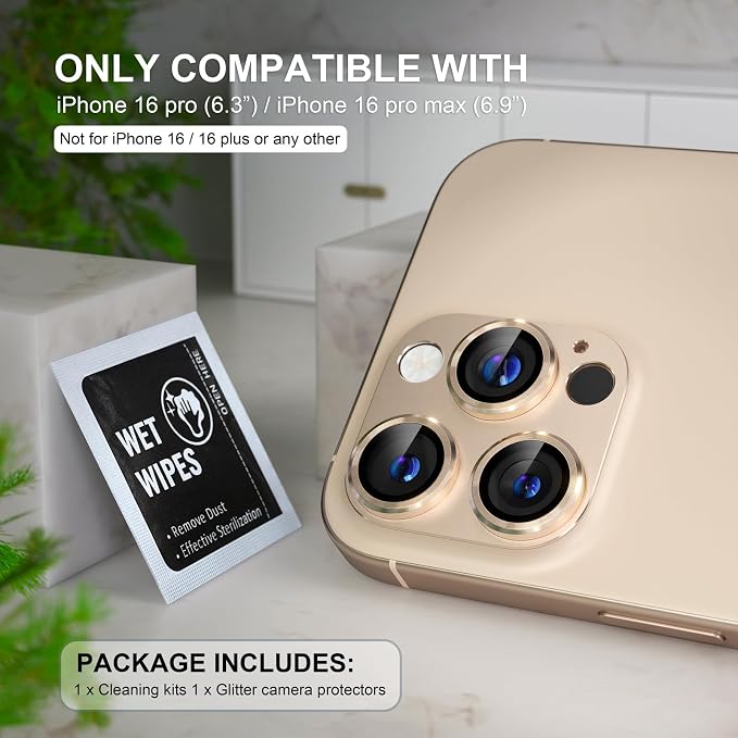 Choiche for iPhone 16 Pro/iPhone 16 Pro Max Camera Lens Protector | Full Camera Cover with 9H Tempered Glass Lens Screen Protector Metal Ring Decoration Accessories (Colorful) - Image 2