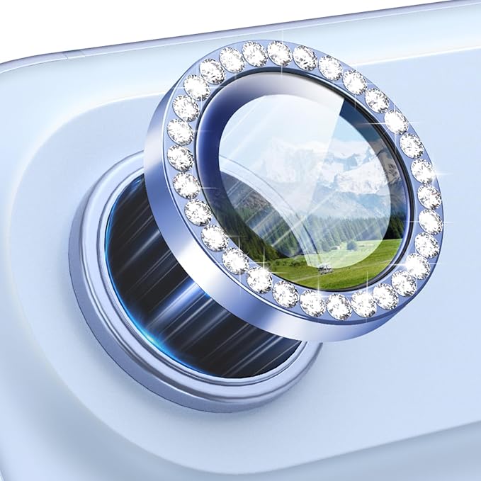 for iPhone 17 Air Camera Lens Protector Cover Bling Diamond, Blue | Individual Metal, 9H Hardness, Scratch Resistant, Shockproof, Drop Protection, Case Friendly, Stylish Accessories by Xfilm