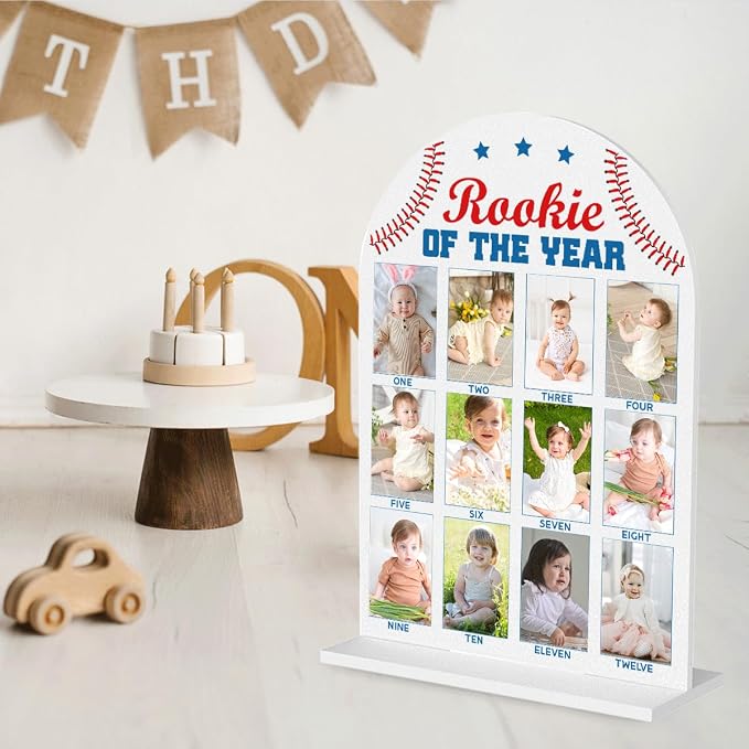 My First Year Photo Board Baby Milestone Signs One Year of Baby Photo Board, Best Babies Keepsake 10x14 Inches Acrylic Sign Decor Fits 2" x 3" Photo A18 - Image 5