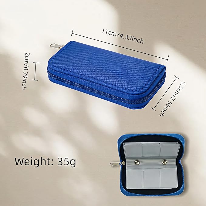 Memory Card Storage Carrying Pouch Case, Holder Wallet for CF/SD/SDHC/MS/DS, Fashion and Durable Solid Color 22 Card Slot for Media Storage Organization (Blue) - Image 2