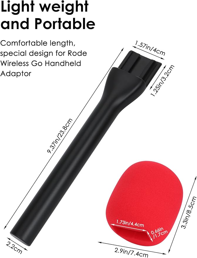 SUNMON Handheld Mic Stand for Rode Wireless Mic with Pop Filter(Red), Holder for Rode Go 2/Wireless Pro, Interview Microphone Adapter Handheld for Wireless Go/Wireless ME - Image 3
