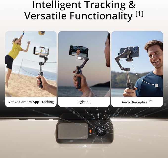 DJI Osmo Mobile 7P + Mic Mini TX (Infinity Black), Gimbal Stabilizer | For iPhone & Android, Native Tracking, Audio Reception, Lighting, 3-Axis Phone Gimbal, Built-in Extension Rod & Tripod - Image 2