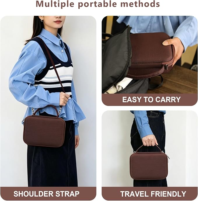 Hard Travel Case for Sony ZV-1F / ZV-1 / ZV-1 II Digital Camera, Protective Cases Bag Fits Vlogger Accessory Kit Tripod, Microphone, LED Video Light, Extra Zipper Pocket fit Battery Pack, Brown - Image 6