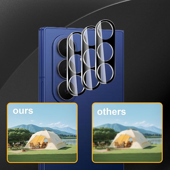 3 Pack Camera Lens Protector for Samsung Galaxy Z Fold 7 | Tempered Glass,Anti-Fingerprint,9H Hardness,Scratch Resistant,Easy to Install,Bubble Free,HD Clarity - Image 6