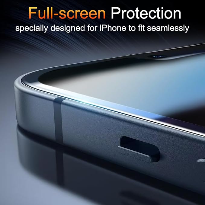 TZGZT Privacy Screen Protectors for iPhone 13 Pro Max, Tempered Glass,HD | 3 Pack, 9H+ Military Grade Shatterproof, Easy Installation, Bubble Free, Case Friendly, Includes Camera Lens Protectors - Image 7