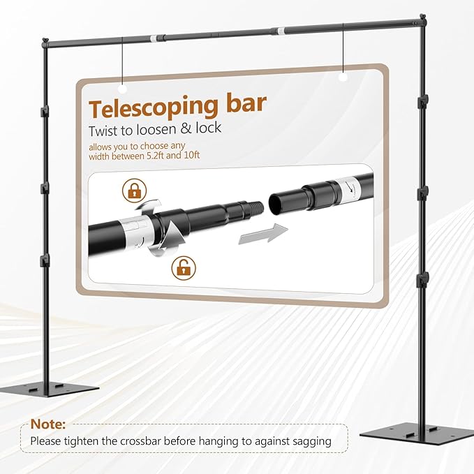 EMART Backdrop Stand Heavy Duty 8.5x10ft Adjustable Pipe and Drape Stand | Photo Backdrop Stand for Party Photography Wedding Birthdy Dispaly Event Festival Decorations Balloon Exhibition Photo Booth - Image 3