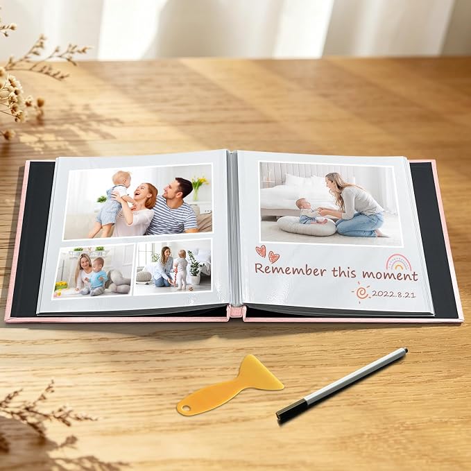 Large Photo Album Self Adhesive Scrapbook Album for 4x6 5x7 8x10 Pictures DIY Photo Book as Scrapbooking Supplies Kits, Birthday Gifts for Women Mom Wedding Baby Family Travel - Image 3