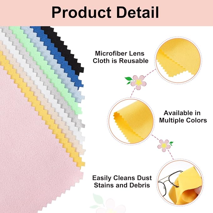 uxcell 12 Pcs Microfiber Cleaning Cloth for Glasses, 8 x 8 Inch Eyeglass Cleaning Cloth, Glasses Cleaner Wipes for Electronics Lenses Screens Cameras Cell Phones, Yellow - Image 3