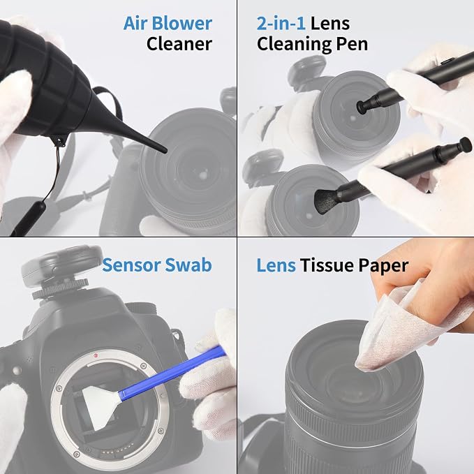 Camkix 14-in-1 Camera Lens Cleaning Kit - Includes Advanced Large Silicone Air Blower, 2in1 Lens Cleaning Pen, Dry Swabs, Cleaning Paper, 30 ML Optical Lens Spray for Mirrorless Cameras, APS-C, DSLR - Image 6