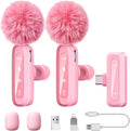 Pink Wireless Lavalier Microphone for iPhone/Android, 60ft Transmission, Record While Charging, Ultra-Long Battery Life, Noise Reduction, Plug & Play, for Vlog TikTok YouTube (Pink) by Unknown