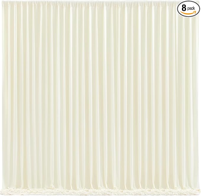 Ivory Backdrop Curtain 8 Panels-Wrinkle-Free Ivory Curtains Polyester Photography Drapes for Wedding Party Baby Shower Photo Background Decorations- 32 X10FT by WishCare