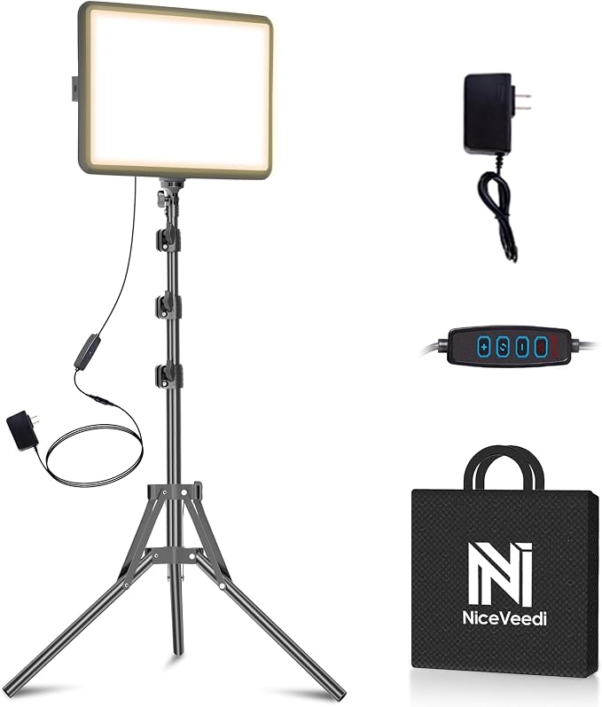 1-Pack Photography Lighting Kit, NiceVeedi 25W LED Video Light Kit, 2900-7000K Dimmable Studio Light with Tripod Stand, 73" Stream Light for Video Recording by NiceVeediOfficial
