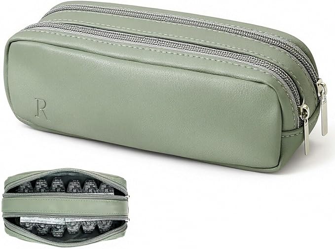 Portable Daily Contact Lens Case Organizer, Traveling Contact Cases Bag with Clearly Labeled R & L, Water-Resistant Disposable Contact Lens Dispenser, Storage up to 60 lenses(Green) by Unknown