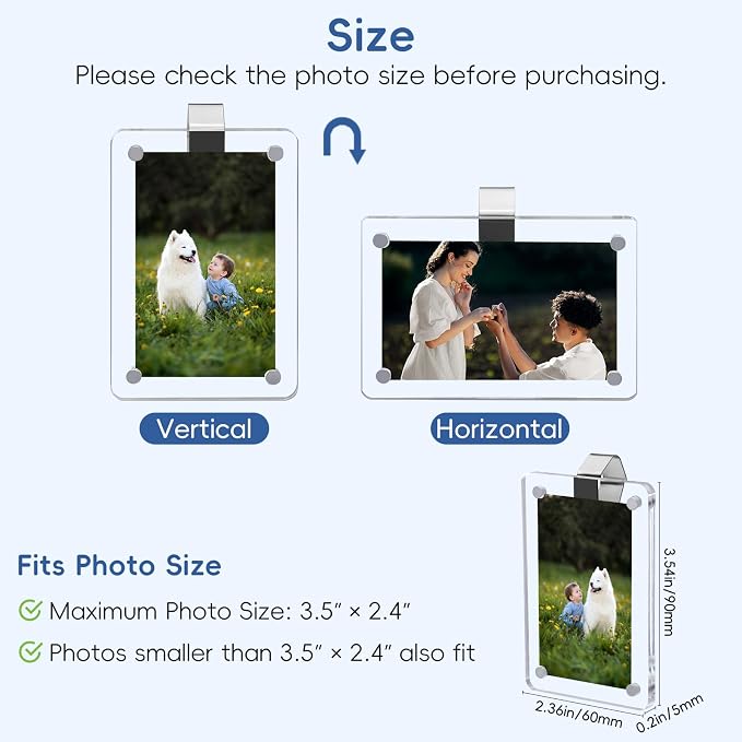 PIFOOG 2 Pack Car Visor Picture Holder for Mom Mother's Day Clip Photo Frame Magnetic Acrylic Personalized Valentines Day Gifts Automotive Decorations Cute Wallet Size Photos 2.4 × 3.5 inch - Image 2