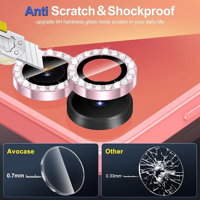 for Samsung Galaxy Z Flip 7 Camera Lens Protector, Individual Metal Ring Tempered Glass Lens Cover, [Strong Adsorption] Scratch Resistant Ultra-Thin HD Clear Lens Cover, 1 Set-Pink Diamond - Image 3