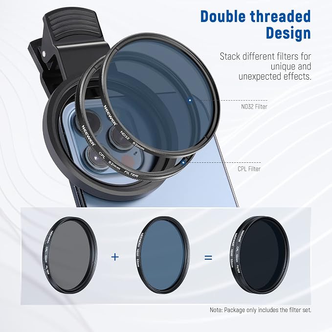 NEEWER 52mm ND CPL Star 4 Graduated Color Filter Set with Phone Lens Clamp | Compatible with iPhone 17 16 16e 15 14 Pro Max Plus Canon Nikon Sony Camera - Image 7