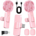 Pink Wireless Lavalier Microphone for iPhone & Android - Mini Clip-On Mic with Noise Cancellation, 65ft Range, 8H Battery, USB-C/Lightning - for TikTok, YouTube, Podcast, Live Streaming by Unknown