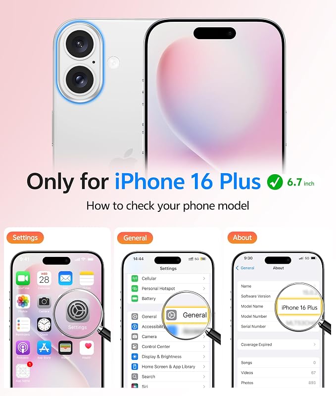 FNTCASE for iPhone 16 Plus Case, Fit for Magsafe, Screen Protector | Full Camera Protection,Translucent Matte, 14FT Military Grade Drop Proof, Shockproof Protective Phone Cover, Light Pink - Image 2