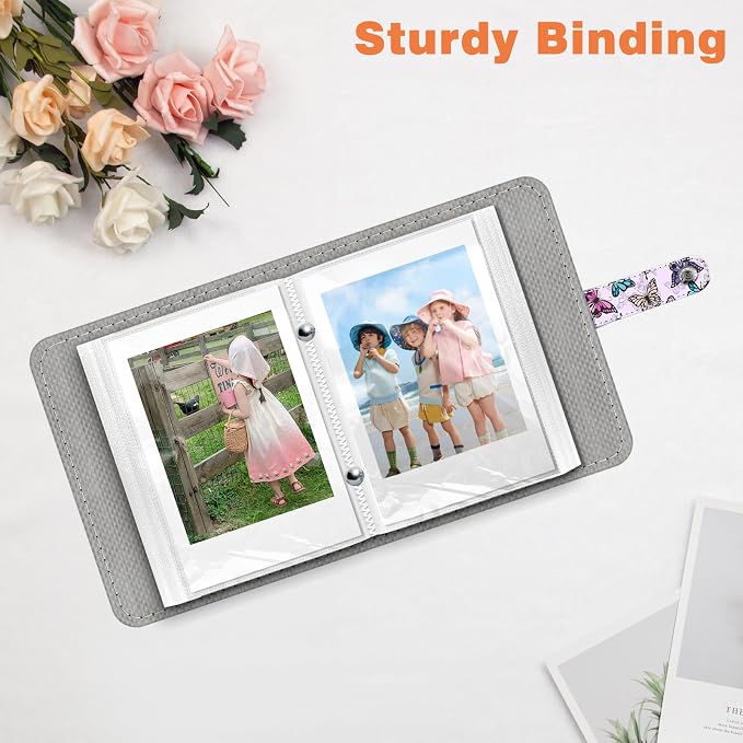 Fintie Mini Photos Album Book for 2x3 Inch Films - 52 Pockets Small Albums | For Fujifilm Instax Mini, Polaroid Hi-Print Pictures, Portable Kpop Photocard Holder, Travel Memory Book, Butterfly - Image 5