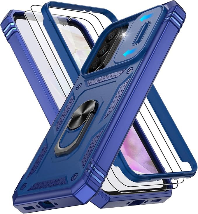 Gritup for Samsung Galaxy A36 5G Phone Case: A36-5G Phone Case with 2*Screen Protector, Magnetic Stand & Slide Camera Cover, Shock Proof Military-Grade Funda para A 36 Cover, Blue by Gritup