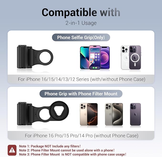67mm Magnetic Phone Lens Filter Adapter Kit for iPhone 16/15/14 Pro(NOT for Pro Max),UV ND CPL Phone Filter Mount with Universal Smartphone Camera Shutter Grip for Photography(Filters Not Included) - Image 3