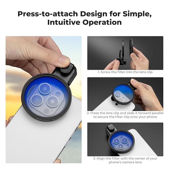 K&F CONCEPT 58mm Press-on Phone Lens Filter Adapter | Compatible with iPhone 17/16/15/14/13/12, 16/15/14/13/12 Pro, 16/15/14/13/12 Pro Max, FP102 - Image 4