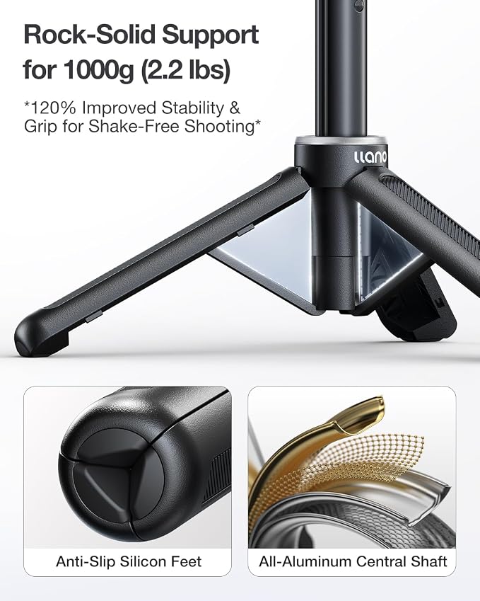 llano 16" Magnetic Action Camera Tripod for DJI Osmo Action 5 pro/4/3, Osmo 360, Extendable Mini Tripod with Magsafe Quick Release Adapter, 360° Ball Head, Small Selfie Stick, Lightweight, Black - Image 5