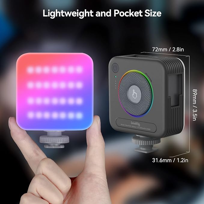 SmallRig P108 RGB Video Light,Portable LED Camera Lights 360° Full Color Photography Lighting w 3 Cold Shoe, 2500mAh Rechargeable On-Camera Video Light Panel 2700K - 6500K for YouTube, Vlogging | 360 Full Color, 2700K - 6500K, with 3 Cold Shoes, 2500mA... - Image 8
