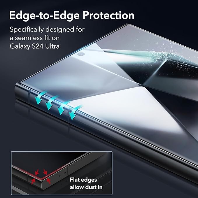 ESR 3+1 Pack for Samsung Galaxy S24 Ultra Screen Protector, Align Frame | Military Grade Shatterproof, 9H Tempered Glass, Full-Coverage Protection, Easy Installation Tool, with Camera Lens Protector - Image 5