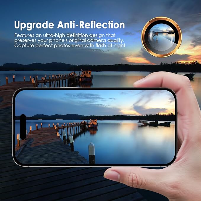 Camera Lens Protector for iPhone 17 Pro & 17 Pro Max, Orange | AR+AF, 9H Tempered Glass, Individual Metal Ring, Anti Glare, Fall Protection, Camera Screen Cover - Image 5