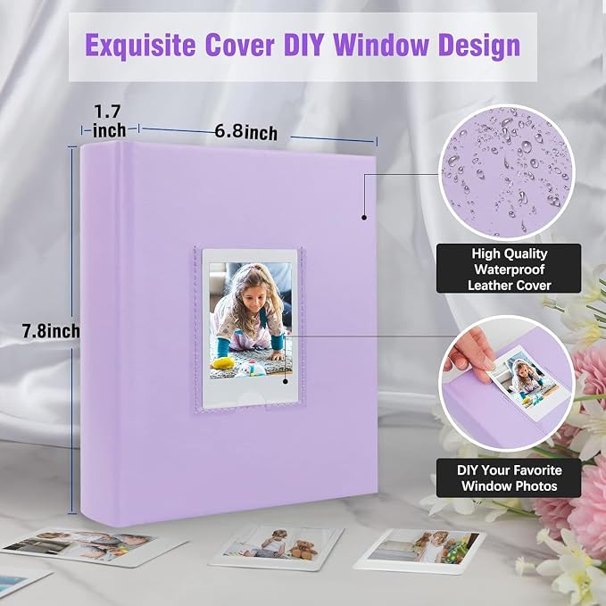 Veicevol 180 Pockets Photo Album for Fujifilm Instax Mini Camera, Purple | Photo Album with Writing Space for Polaroid, Leather Cover, Secure Storage, Capture Every Story, Collect Precious Moments - Image 4