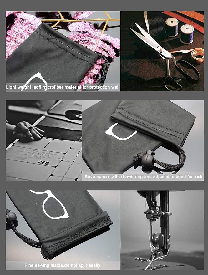 Quality Microfiber Eyeglass Pouch with Bead Lock Micro Fiber Sunglasses Case Pouch Soft Store - Image 4