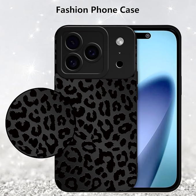 Cute Black Cheetah Print Phone Case for iPhone 17 Pro Max 6.9" | Aesthetic Leopard Pattern Design Cover Full Camera Lens Protective Shockproof Soft Slim TPU Funda for Men Women Girls - Image 6